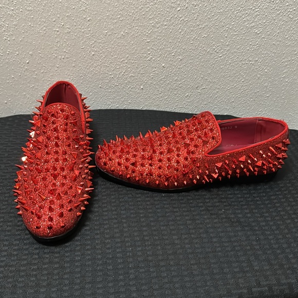 Royal Shoes Red Spikes Red Bottoms Mens Smoking Slip-on Dress Shoes Sizes 9 EUC main image 11